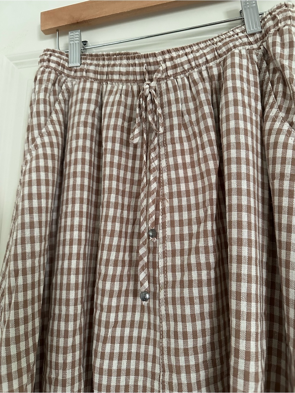 Max Studio Brown and Cream Gingham Maxi Skirt - Picture 2 of 6